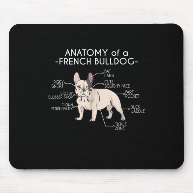 Mousepad Presente francês| Anatomia De Um Bulldog Francês (Frente)