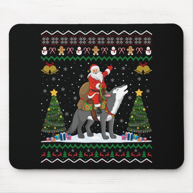 Mousepad Presente Natalino Lobo Feio Papai Noel Montado Lob (Frente)