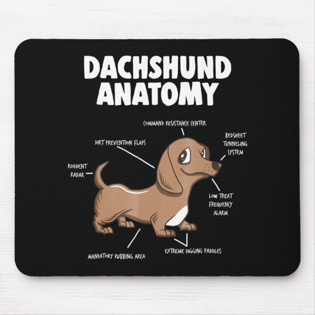 Mousepad Presente no cão | Anatomia Dachshund Funny Weiner (Frente)