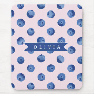 Mousepad Presente Personalizado Aquarela Mirtilo Azul Fofo 