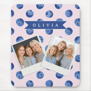 Mousepad Presente Personalizado Aquarela Mirtilo Azul Fofo 