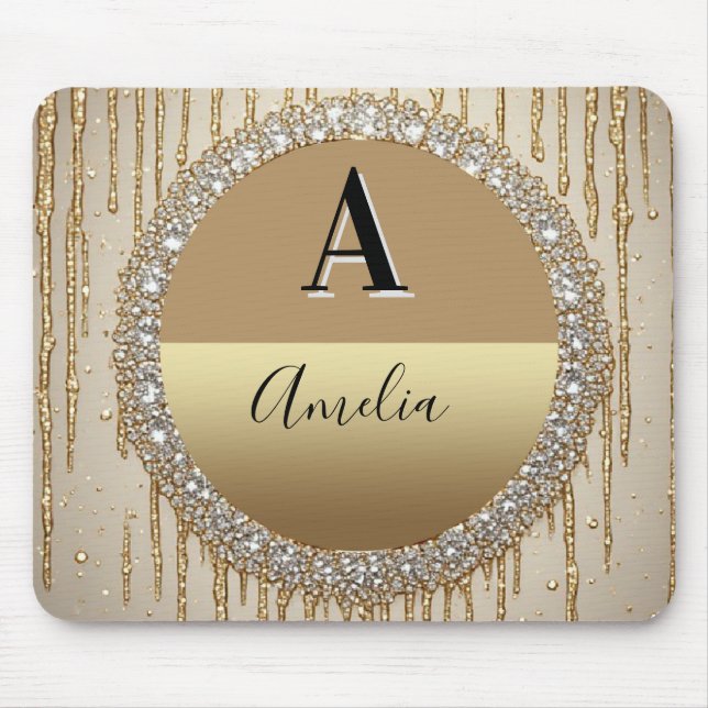 Mousepad Presente Personalizado Com Monograma Dourado Para  (Frente)