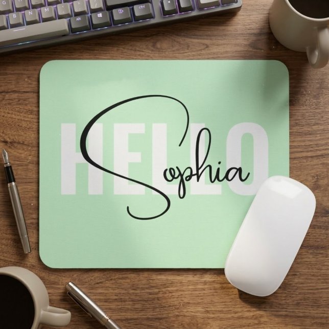 Mousepad Presente Personalizado com Sobrenome da Família |  (Custom name green mouse pad)