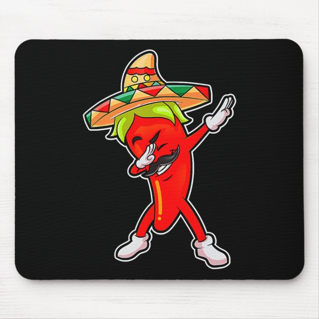Mousepad Presente Pimenta Cute Chili Dabbing Mexicana Quent (Frente)