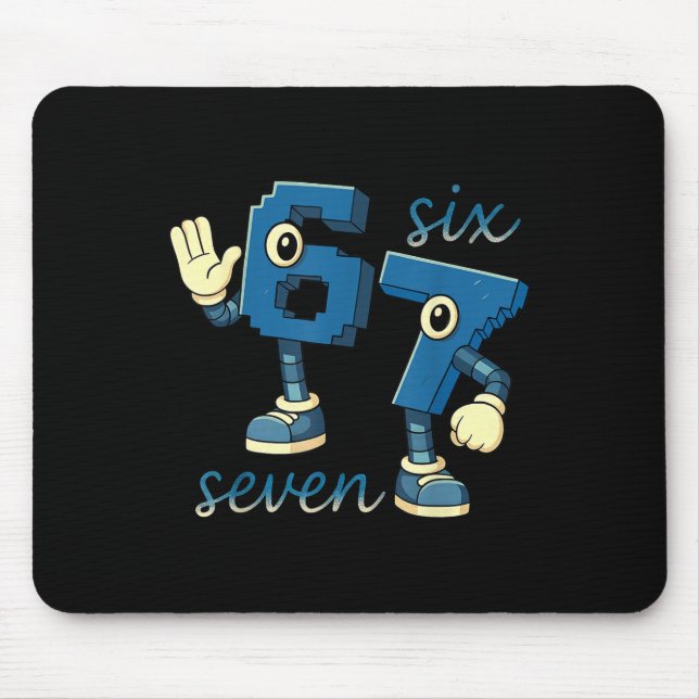 Mousepad Presente Retro Seis Sete Número Meme Brainrot Para (Frente)