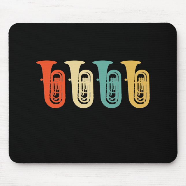 Mousepad Presente Tuba, retro tuba player, orquestra (Frente)