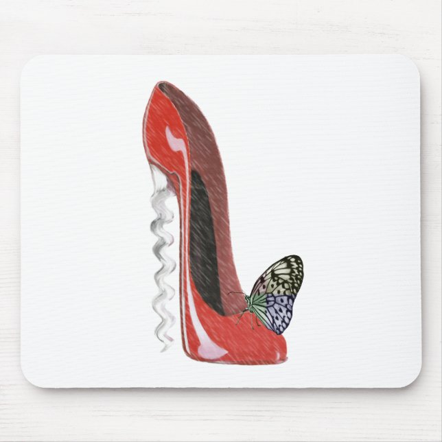 Mousepad Presente vermelho da arte dos calçados e da (Frente)