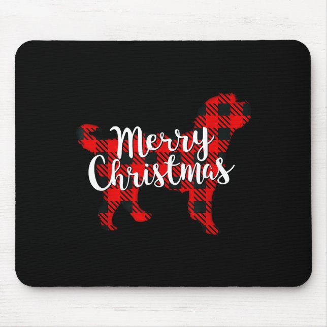 Mousepad Presente Xadrez de Natal Bernedoodle para Mãe Pai  (Frente)