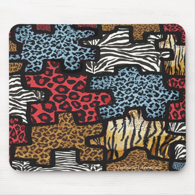 Mousepad Presentes com Estampa de Puzzle Leopardo Zebra Roc (Frente)