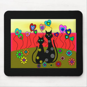 Mousepad Presentes da arte dos amantes do gato preto