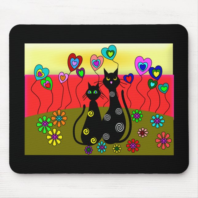 Mousepad Presentes da arte dos amantes do gato preto (Frente)