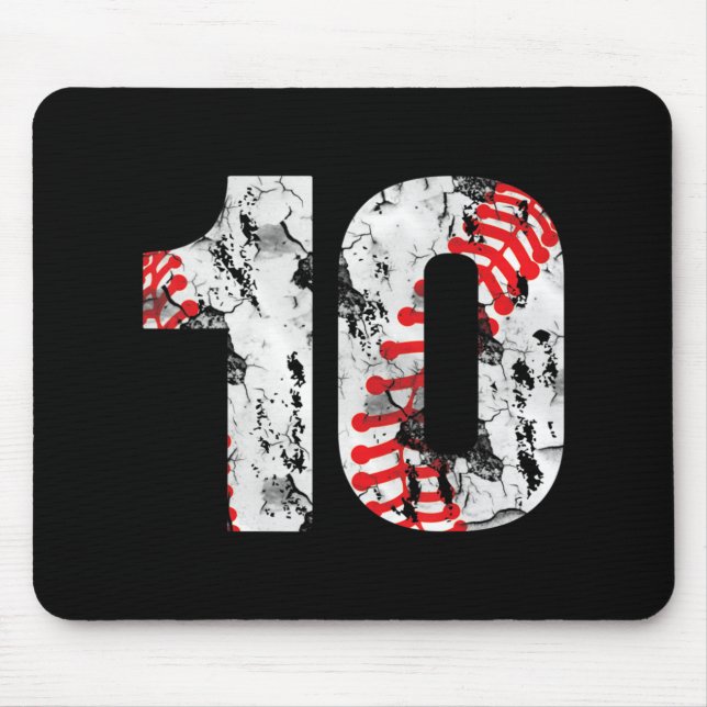 Mousepad Presentes de 10 anos Número 10 Baseball 10º Aniver (Frente)