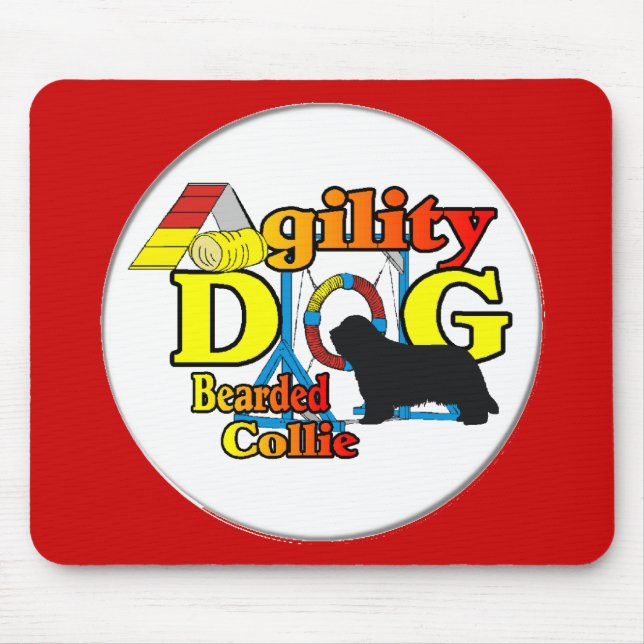 Mousepad Presentes de Agilidade do Collie Barbudo (Frente)