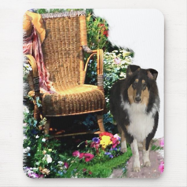 Mousepad Presentes de Arte Collie Rough de Três Cores (Frente)