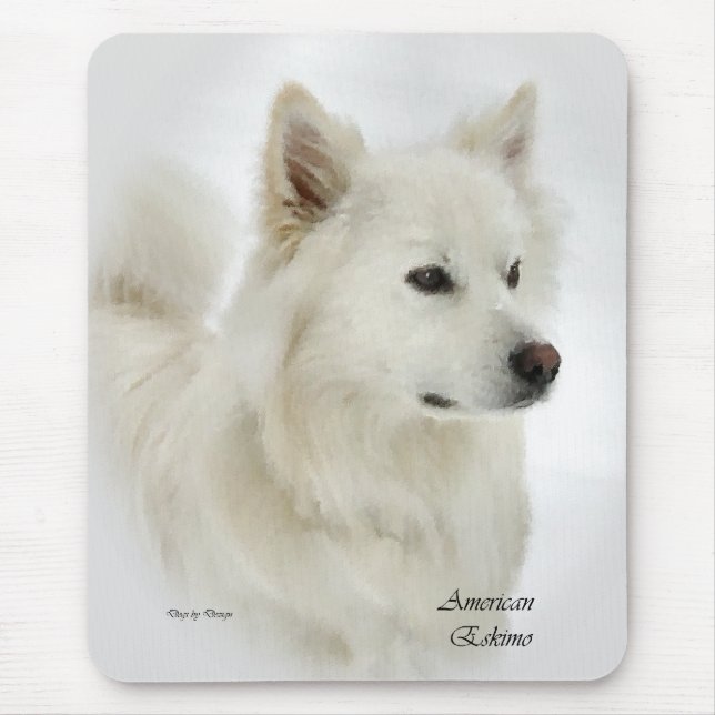 Mousepad Presentes de Arte de Cão Eskimo Americano (Frente)