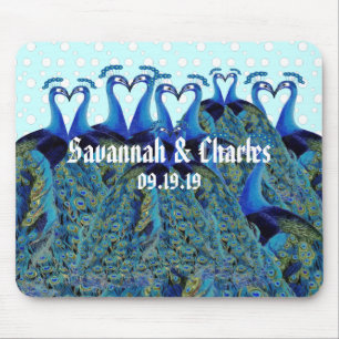 Mousepad Presentes de Casamento Pavões Antigos Beijando