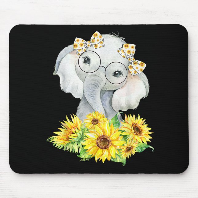 Mousepad Presentes de girassol elefante (Frente)