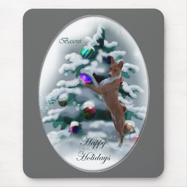 Mousepad Presentes de Natal Basenji (Frente)