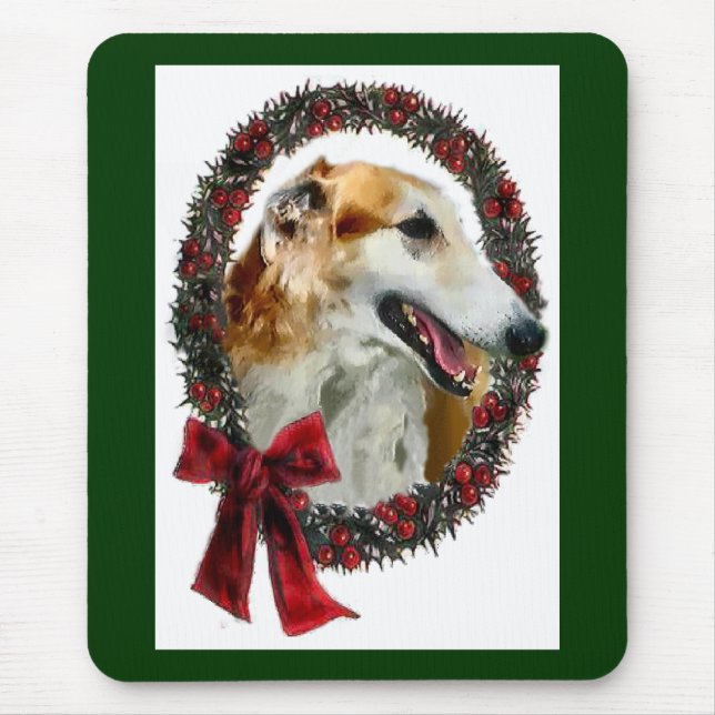 Mousepad Presentes de Natal Borzoi (Frente)