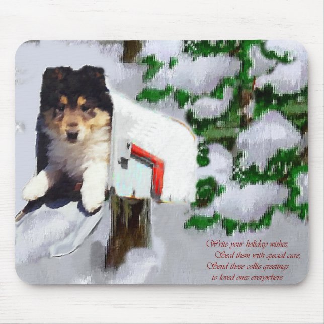Mousepad Presentes de Natal de Collie Tripla Collie (Frente)