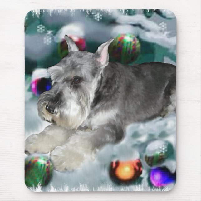 Mousepad Presentes de Natal de Miniatura Schnauzer (Frente)
