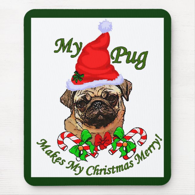 Mousepad Presentes de Natal dos Pug Amantes (Frente)