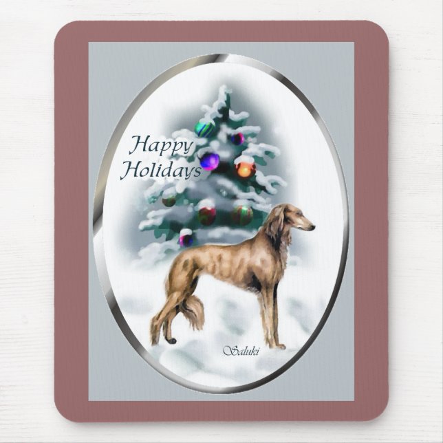 Mousepad Presentes de Natal em Saluki (Frente)