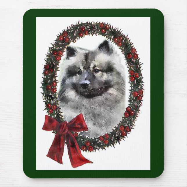 Mousepad Presentes de Natal Keeshond (Frente)