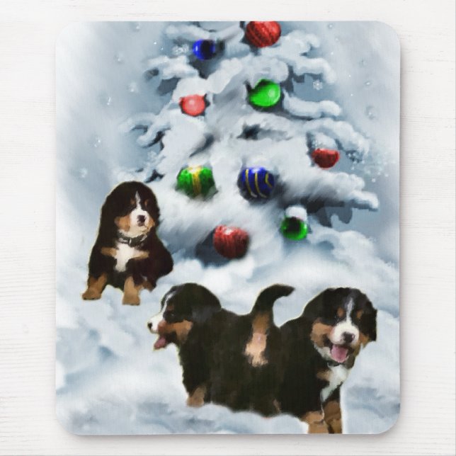 Mousepad Presentes de Natal para Cachorros de Montanha Bern (Frente)
