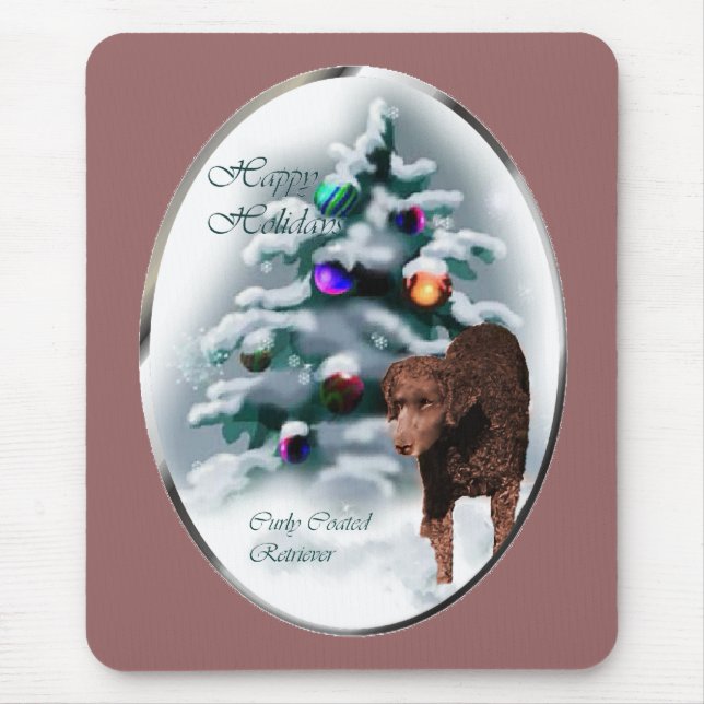 Mousepad Presentes de Natal para Retriever Revestidos Curly (Frente)
