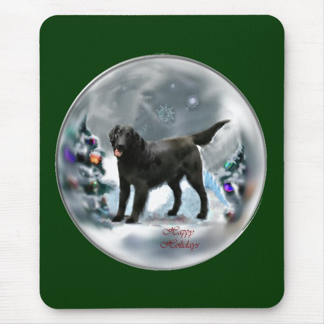 Mousepad Presentes de Natal para Retriever Revestidos Plano (Frente)