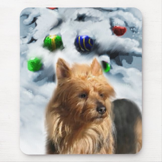 Mousepad Presentes de Natal Terrier australianos (Frente)