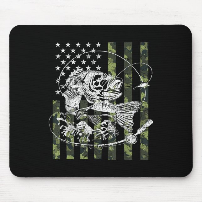 Mousepad Presentes de pesca da bandeira americana camuflada (Frente)