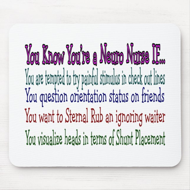 Mousepad Presentes divertidos da enfermeira da neurologia, (Frente)