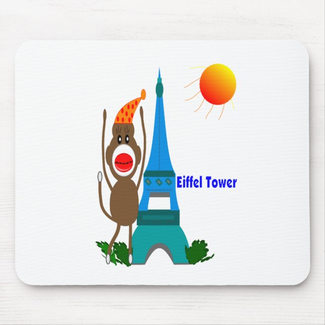 Mousepad Presentes do macaco da peúga da torre Eiffel (Frente)