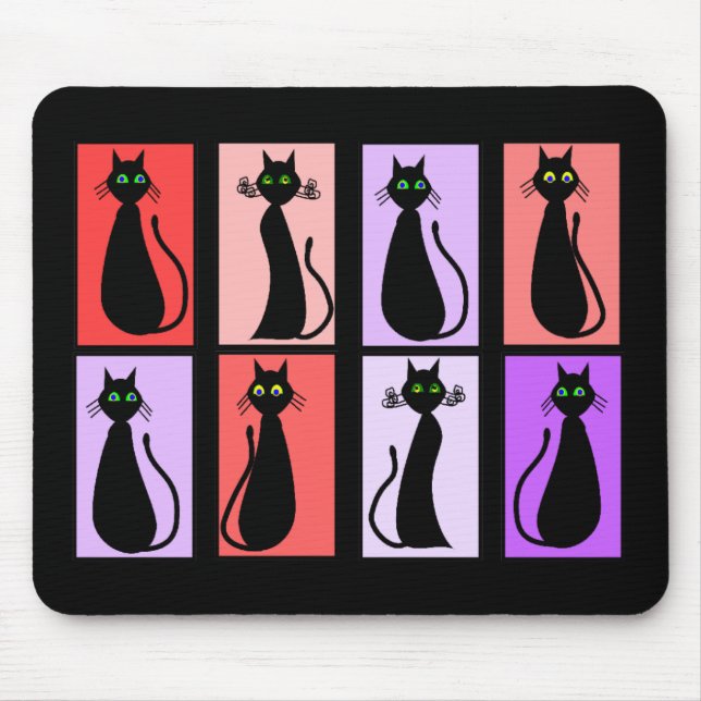 Mousepad Presentes do pop art dos gatos pretos (Frente)