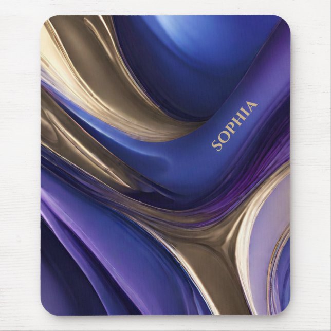 Mousepad Presentes modernos para ela - Roxo Azul e Dourado (Frente)