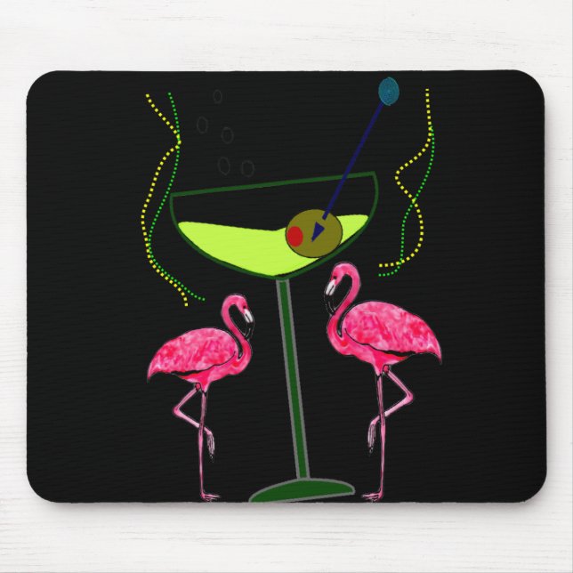 Mousepad Presentes tropicais da arte do flamingo (Frente)