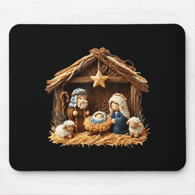 Mousepad Presépio Falso Crochê Jesus Natal R (Frente)
