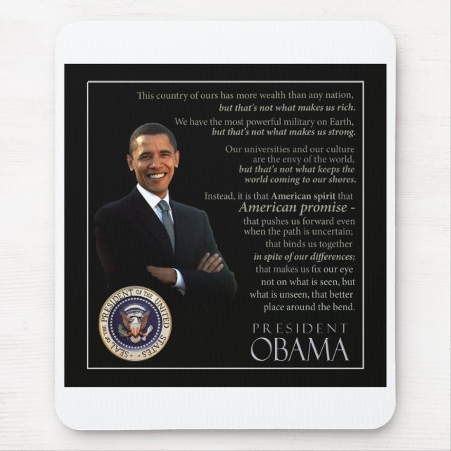 Mousepad Presidente Obama Citação (Frente)