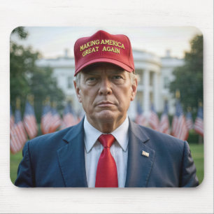 Mousepad Presidente Trump com um chapéu de MAGA Vermelho