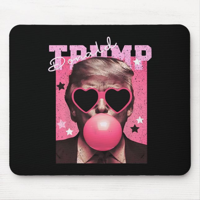 Mousepad Presidente Trump Soprando Chiclete Engraçado Rosa  (Frente)