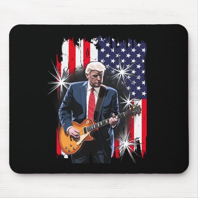 Mousepad Presidente Trump Tocando Violão Conosco Flag Ckgro (Frente)
