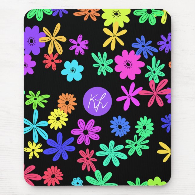 Mousepad Presilha personalizada de mouse com flores de Pop  (Frente)