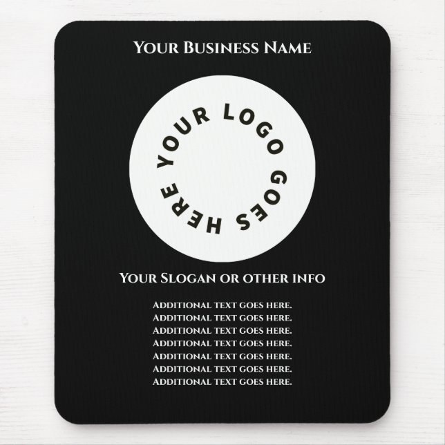 Mousepad Preto adicione seu próprio texto e logotipo (Frente)