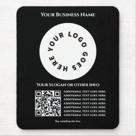Mousepad Preto com código QR adicione seu próprio texto e l