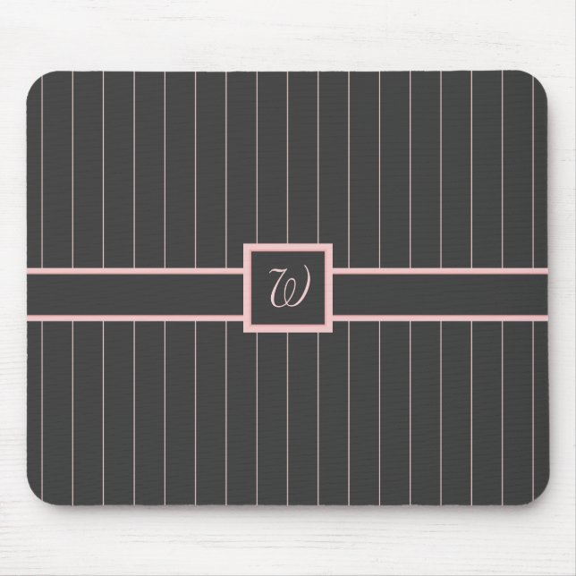 Mousepad Preto com Listras Cor-de-Rosa (Frente)