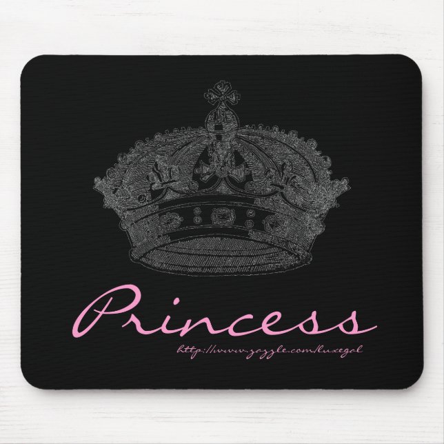 Mousepad preto/cor-de-rosa da coroa (Frente)