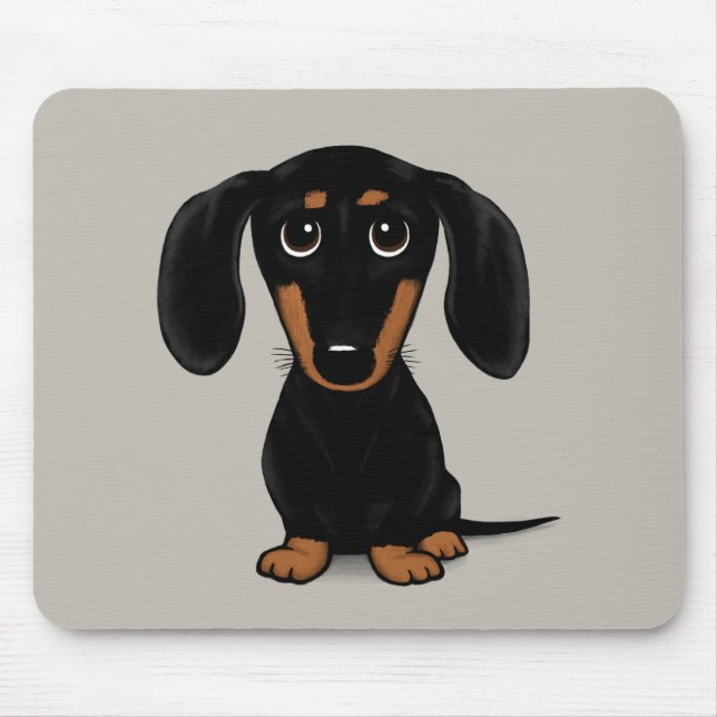 Mousepad Preto Curto-Curto-Curto-Curto e Tan Dachshund (Frente)