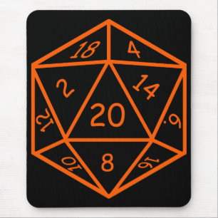 Mousepad Preto D20 & laranja